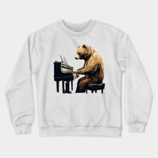 Grizzly Bear playing piano Crewneck Sweatshirt